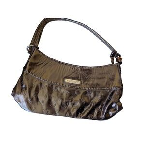 XOXO Baguette Mini Hobo Bag Y2K Cyber Bright Metallic Embossed Logo Slouchy